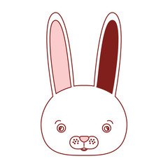 white background with red color silhouette sections of caricature face rabbit cute animal
