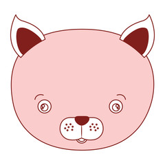 white background with red color silhouette sections of caricature face cat cute animal