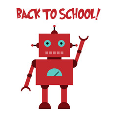 Naklejka premium Vector illustration of a toy Robot and text back to school !