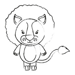 blurred silhouette caricature cute lion animal