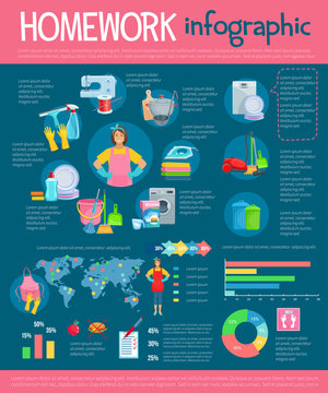 Housekeeping infographic with housework icons