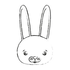 blurred silhouette caricature face rabbit cute animal