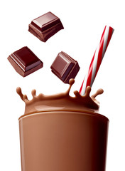 chocolate milk drink splash glass straw