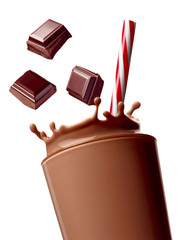 chocolate milk drink splash glass straw