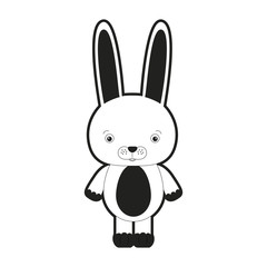 sketch silhouette monochrome caricature cute rabbit animal