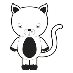 sketch silhouette monochrome caricature cute cat animal