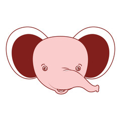 white background with red color silhouette sections of caricature face elephant cute animal