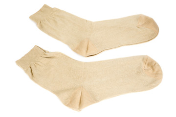 two pair beige mens socks