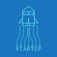 Startup rocket - Technology Background