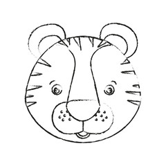 blurred silhouette caricature face tiger cute animal