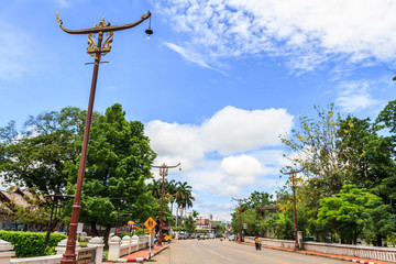 Obraz premium Nan Street in beautiful classic. Historic city , Muang District, Nan Province, Thailand