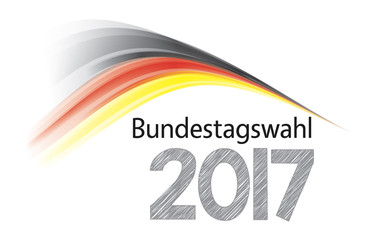 Bundestagswahl 2017. Wahl 2017, Bundestagswahl, Wahlurne und Stimmzettel. Bundestagswahl 2017 mit Kreuzchen. Wahl 2017.