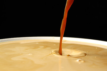 Milk and Coffee background / Coffee drinks are made by brewing hot water with ground coffee beans. 