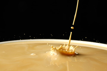 Milk and Coffee background / Coffee drinks are made by brewing hot water with ground coffee beans. 