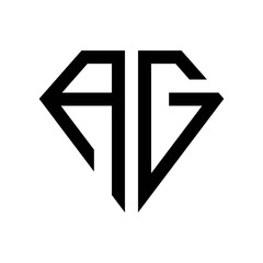 initial letters logo ag black monogram diamond pentagon shape