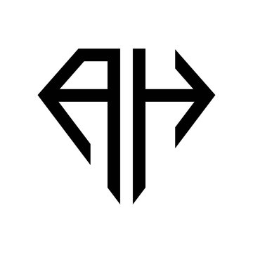 initial letters logo ah black monogram diamond pentagon shape