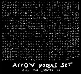 Arrow hand draw sketch vector doodle icons set on blackboard eps10