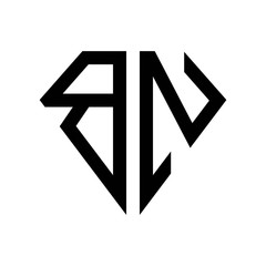 initial letters logo bn black monogram diamond pentagon shape