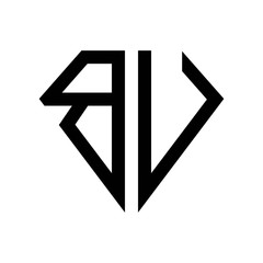 initial letters logo bu black monogram diamond pentagon shape