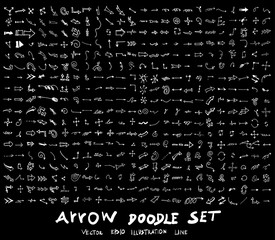 Arrow hand draw sketch vector doodle icons set on blackboard eps10