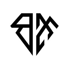 initial letters logo bx black monogram diamond pentagon shape