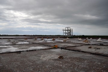 The salt farm (or salt field) in Tainan, Taiwan