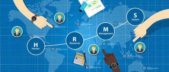 HRMS Human Resources Management System - obrazy, fototapety, plakaty