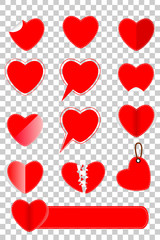 Various model of Red Love Shape, at Transparent Effect Background