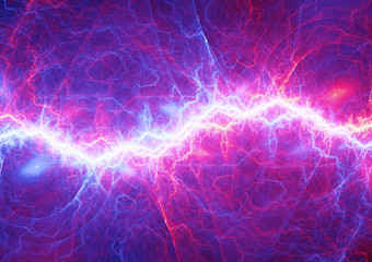Blue and purple plasma, abstract electrical lightning