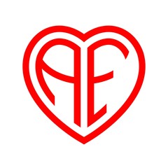 initial letters logo af red monogram heart love shape