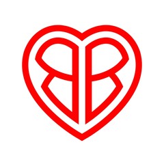 initial letters logo bb red monogram heart love shape