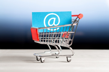 Online shopping, e commerce and internet store concept. Newsletter and email marketing. Miniature...