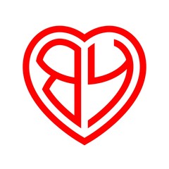 initial letters logo by red monogram heart love shape