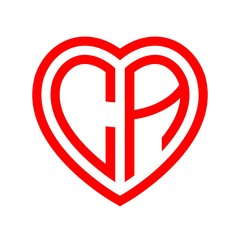 initial letters logo ca red monogram heart love shape