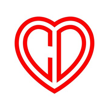 initial letters logo co red monogram heart love shape