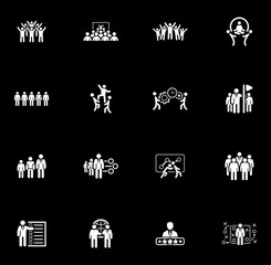 Flat Design Business Team Icons Set.