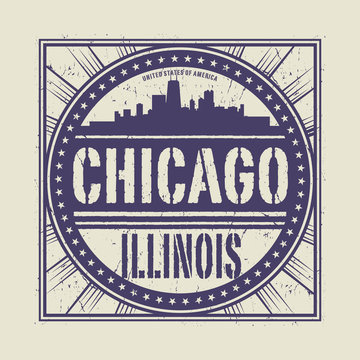 Grunge rubber stamp or label with text Chicago Illinois