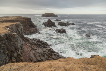 Fototapeta na wymiar Rapids and Cliffside Newfoundland