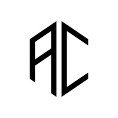 initial letters logo ac black monogram hexagon shape vector