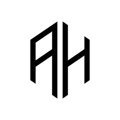 initial letters logo ah black monogram hexagon shape vector