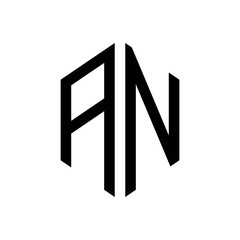 initial letters logo an black monogram hexagon shape vector