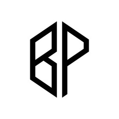 initial letters logo bp black monogram hexagon shape vector