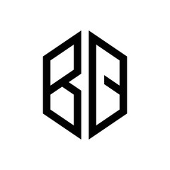 initial letters logo bq black monogram hexagon shape vector