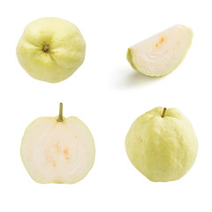 fresh guava fruit with slice isolated on white background