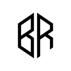 initial letters logo br black monogram hexagon shape vector - obrazy, fototapety, plakaty