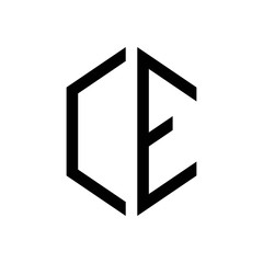 initial letters logo ce black monogram hexagon shape vector
