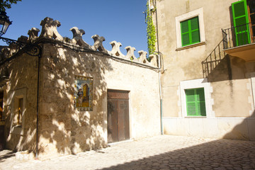 Fototapeta premium Beautiful building in Valldemossa, famous old mediterranean village of Majorca Spain.