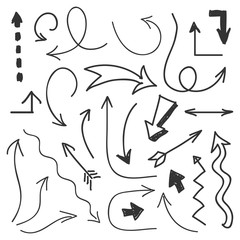 Arrows big set - hand drawn arrows isolated on white background