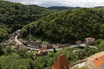 Village Krivoklat from gothic Castle Krivoklat. Czech Republic