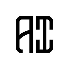 initial letters logo ai black monogram square rounded shape vector